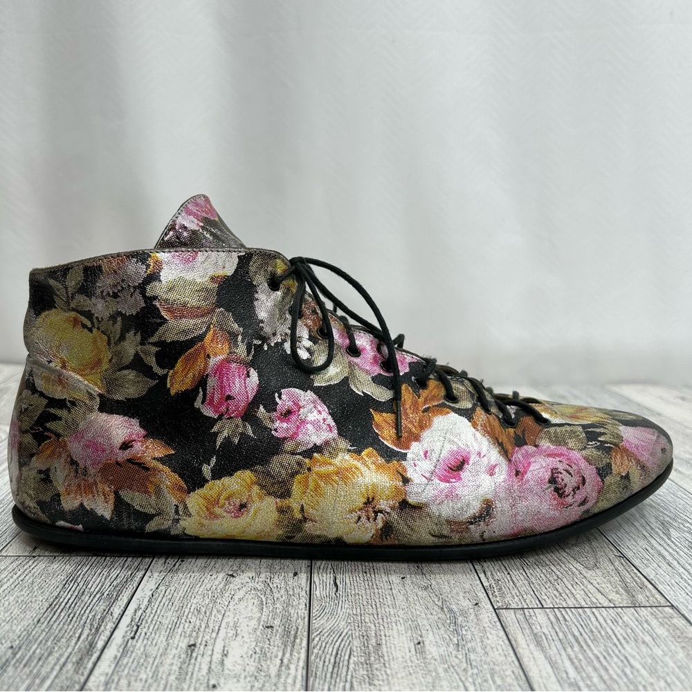 Free Lance metallic floral lace up shoes